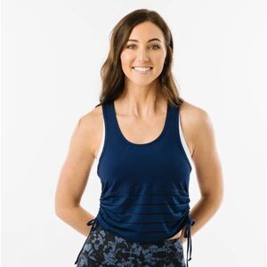 ZYIA Active Havana Cinched Tank Navy XL Workout Racerback Crop NWT
